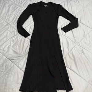 Fashion Nova Black Ribbed Knit Sweater Dress